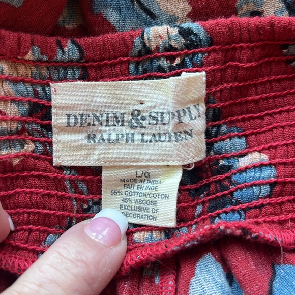 Denim & Supply Ralph Lauren Floral Print Tie Wrap Front Palazzo Pants Size L - Picture 9 of 10